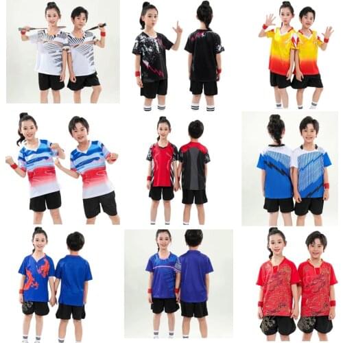 2021 Kids Tennis T-Shirt+Shorts Suit,Quick Dry Boys Tennis T Shirts,Girl Badminton Table tennis Jerseys, Sports Running Shirts