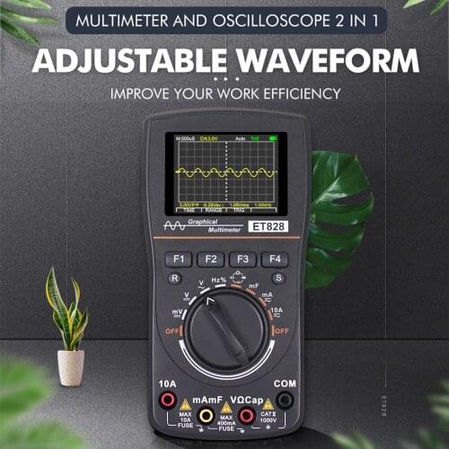 ET828 Intelligent Graphical Digital Oscilloscope Multimeter 2 in 1 with 2.4in Color Screen 1MHz Bandwidth 2.5Msps Sampling Rate