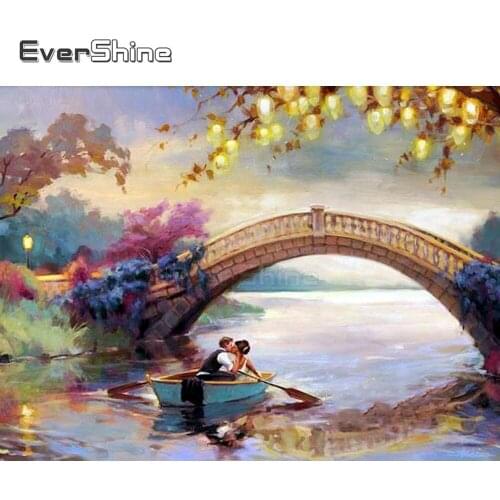 EverShine DIY 5D Diamond Painting Bridge Full Square Diamond Embroidery Sale Scenery Diamond Mosaic Full Display Wall Decor