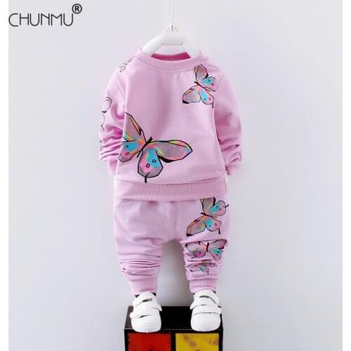 Toddler Girls Clothes Kids Spring Autumn Butterfly T-shirt + Pants Birthday Clothes Girls Outfits Suit Children Clothing Set