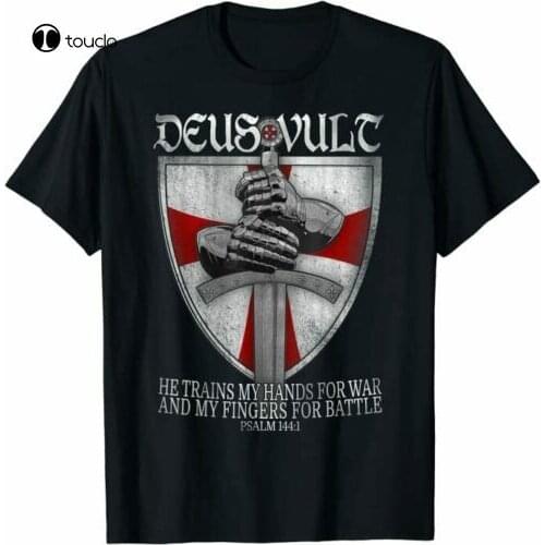 Deus Vult He Trains My Hands For War Templar Knights T-Shirt Tee Shirt