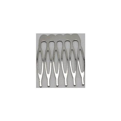 20 Silver-plate Tone Blank Metal Hair Comb 32mm with 6 Teeth For Bridal Hair Accessory