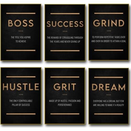 DREAM HUSTLE Motivational Quote Art Canvas Painting Wall Art Posters Prints Wall Picture for Living Room Home Wall Cuadros Decor