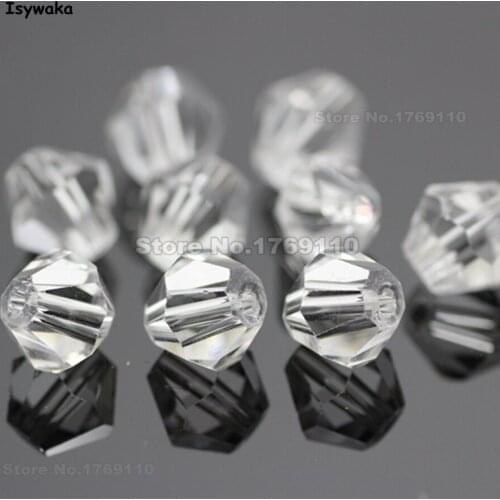 Isywaka 38pcs White Color 8mm Bicone Austria Crystal Beads charm Glass Beads Loose Spacer Bead for DIY Jewelry Making