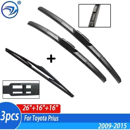 Wiper Front + Rear Wiper Blades Set Kit For Toyota Prius 2009-2015 Windshield Windscreen Rear Window 26"16"16"