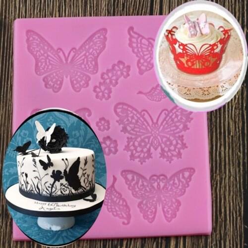 Butterflies Lace Mat Pad Lace Cake Fondant Mold Butterfly Mousse Cake Kitchen DIY Baking Decorating Bakeware