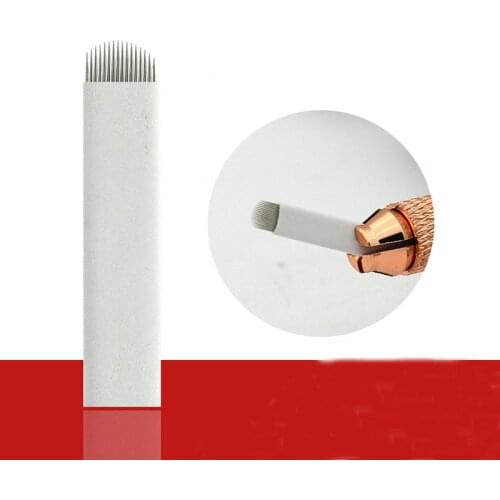 50Pcs 18U 0.18MM Pin micro Permanent Makeup Eyebrow Tattoo Blade Microblading Needles For 3D Embroidery Manual Tattoo Pen