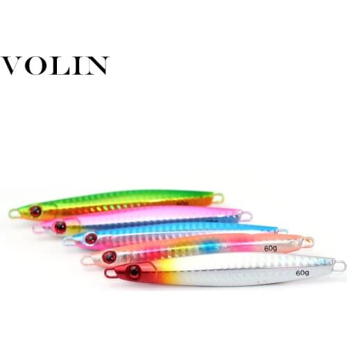 VOLIN New 1pc Bait Slow Jigging Spoon 20g 30g 40g 50g 60g 80g Sea Jigging Lead Fish Sea Fishing Lure Artificial Bait Tackle