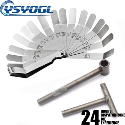 Motorcycle Engine Valve Screw Clearance Adjustment Wrench Spanner Tool With Feeler Gauge 0.005-0.020 Inch Motorbike Accessories