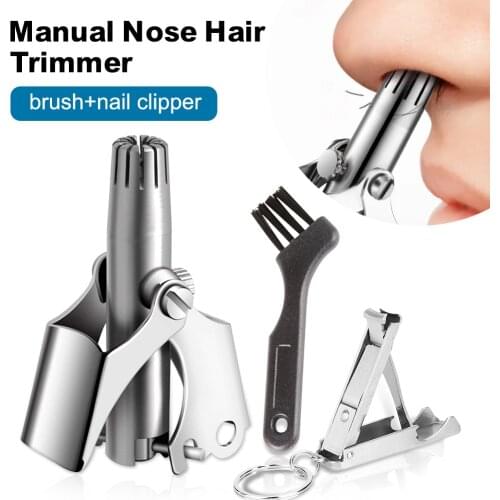 Nose Trimmer for Men Stainless Steel Manual Trimmer for Nose Vibrissa Razor Shaver Washable Portable Nose Ear Hair Trimmer