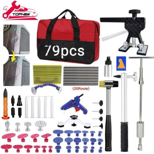 Paintless Dent Repair Tools Kit Auto Body Dent Repair Tool Dent Lifter Puller with Glue Tabs Glue Gun Tools Glue Sticks