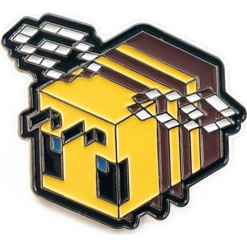 Novelty Funy Creative Animal Pixel Bee Soft Enamel Pin Cute Cartoon Lapel Medal Badge Brooch Minecrafts Collectable Jewelry Gift