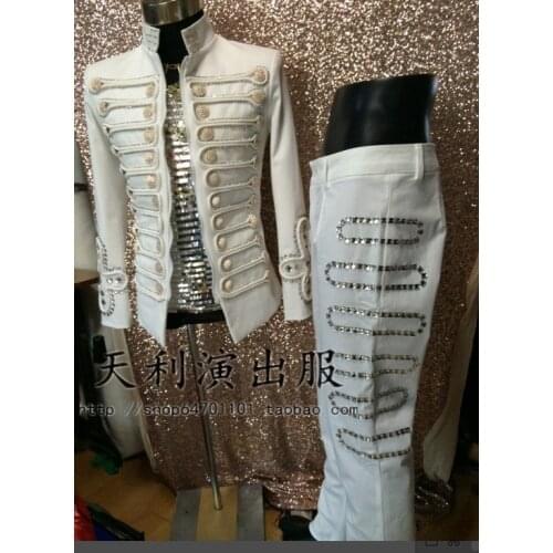 Fashion New Mens Royal court slim suit jacket costumes Nightclub Male DJ Stage Catwalk Shows dress Wear Party singer dance wear