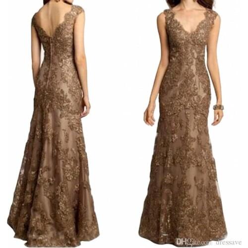 Mother of the Bride Dresses Elegant V Neck Floor Length Beaded Lace Appliques Mermaid Evening Gowns Custom Made