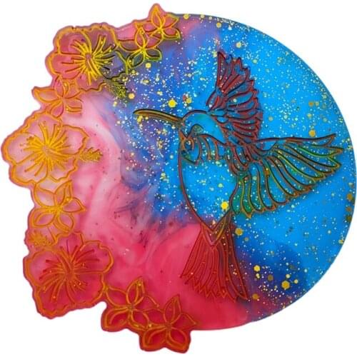 Hummingbird Coaster Epoxy Resin Mold Cup Mat Pad Silicone Mould DIY Crafts Placemat Home Decoration Casting Tools
