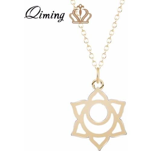 QIMING Geometry Pendant Sacral Chakra Necklace For Women Gold fashion Baby Jewelry 2nd Chakra Yogi Gifts Gold Necklace For Women