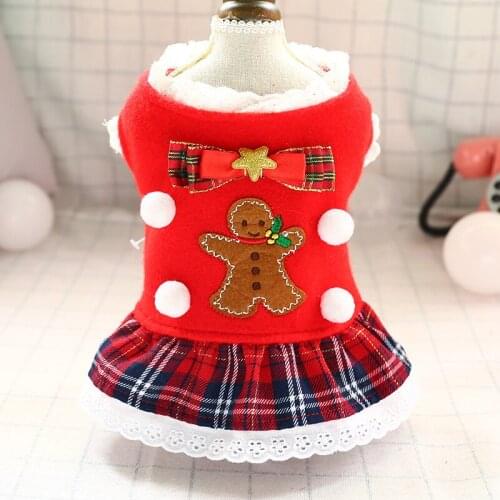 Christmas Dog Dress Winter Pet Dog Clothes Xmas Dog Costume yorkie Chihuahua Cat Clothes Pet Clothing Dresses for Shih Tzu