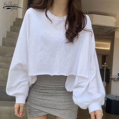 Spring Summer Cotton White Blouse Shirt New Slim Batwing Sleeve Blouses Women Casual Short Loose Female Shirts Tops Blusas 12877