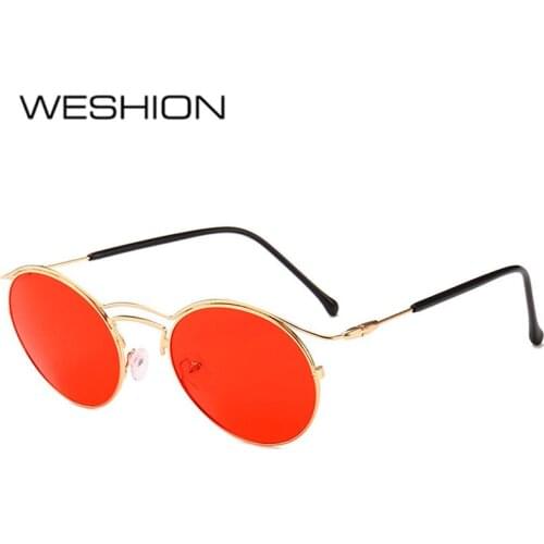 WESHION Sunglasses Women Men Brand Designer Round Small Face Mirror Lens Ladies Classic Sun glasse 2018 New Lunettes De Soleil