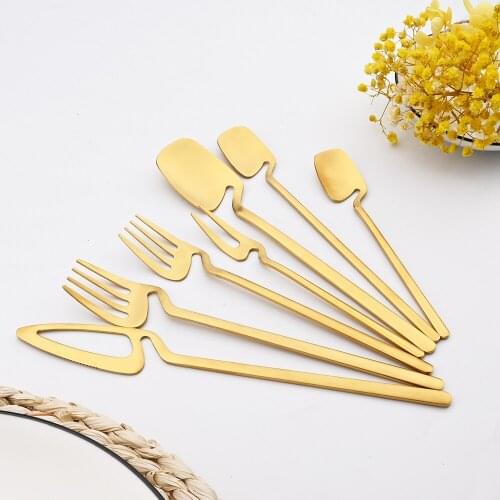 Dinnerware 18/10 Stainless Steel Western Dinner Spoon Knives Fork and Dessert Fork Silverware Set Tableware for Kitchen Home Set
