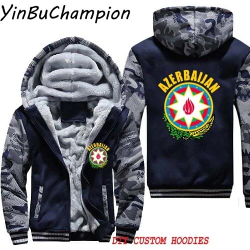 Azerbaijan Coat Of Arms Mens Hoodies Hooded Winter Warm Thick Fleece Coat Male Zipper Tracksuits Sweatshirt Oversized Pullover