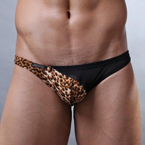 Leopard Printed Underwear Mens Hot Hips Underpants Low Rise Mens Briefs Soft Sexy Undies Man U Convex Pouch male Panties A50