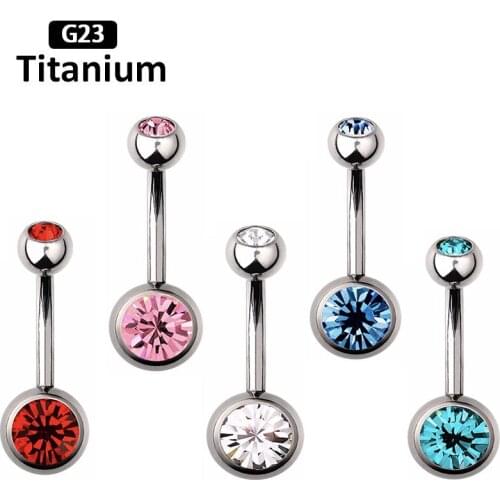Whole G23 Titanium Premium Gem stone Belly Button Rings Body Piercing Jewellery 14G Navel Piercing Ring Jewelry For Women