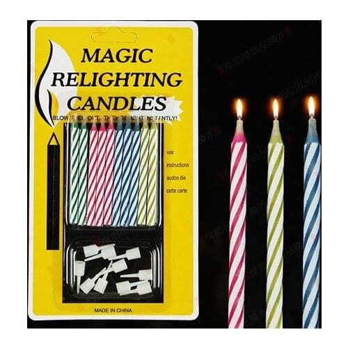 Magic Funny Relighting Joke Birthday Party Candles Cake Accessory Christmas Festive Holiday Wedding supplies cake tooper