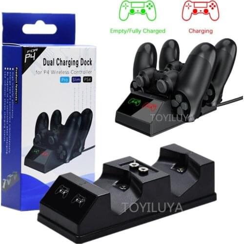 Dual USB PS4 Controller Charger Dock LED Charging Stand Station Cradle for Sony Playstation 4 PS4 / PS4 Pro /PS4 Slim Controller