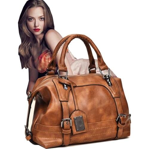 Women Bag 2021 Vintage Shoulder Bag Luxury Handbags Soft PU Leather Crossbody Bags For Women Boston Casual Tote Bolsa Feminina