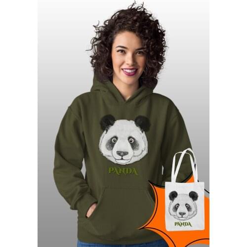 Angemiel Wear Sweet Panda Green Women 'S Hooded Sweatshirt Bags Kombin