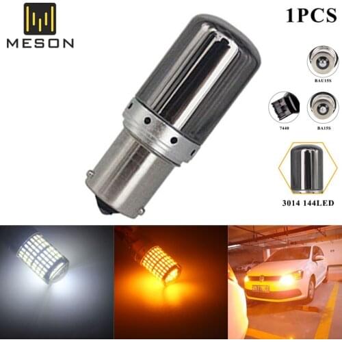 1Pcs 1156 Ba15s Bau15s P21W PY21W T20 W21W 7440 Turn Signal Light S25 144 SMD Canbus ERROR FREE Car Bulb Brake Lamp12-24v