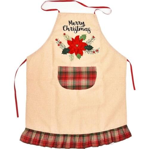 1Pcs Kitchen Apron red christmas wish tree Printed Sleeveless Linen Aprons for Men Women Home Cleaning Tools