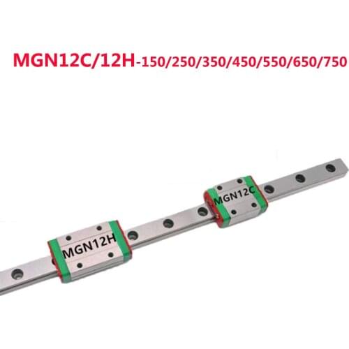 1PC MGN12 Linear Rail Guide Width 12mm Length 150 250 350 450 550 650 750 mm with 1PC Block Carriage MGN12C or MGN12H