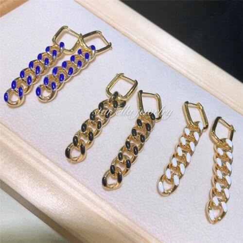 10pairs/lot Oil Drop Chain Hoop Earring Wholesale Mixed Colors