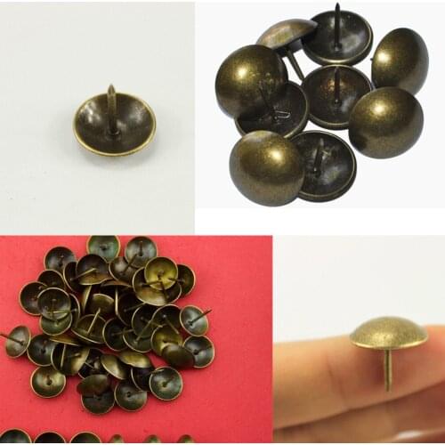 100pcs Antique Brass Bronze Upholstery Nail Jewelry Chest Box Gift Wine Case Sofa Decorative Tack Stud Pushpin Doornail
