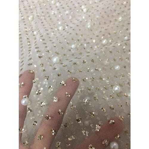 2 yards/lot beige glitter lace,pearls lace