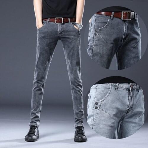 2021 New Arrival High Quality Casual Straight Elastic Jeans Men mens Slim Pants skinny Jeans Men Plus-size 28-36