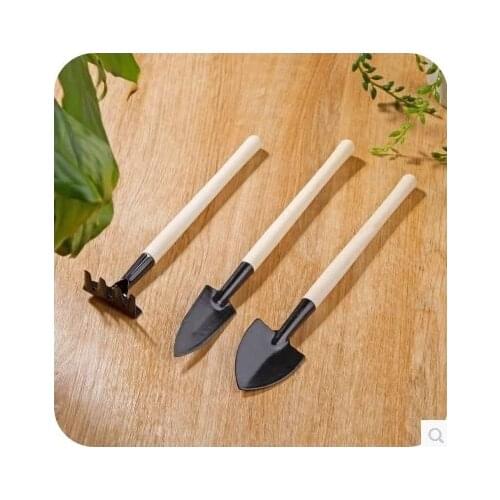3Pcs/Set Mini Garden Tools Balcony Mini Digging Suits Shovel Rake Wooden Handle Metal Head Shovel For Flowers Potted Plants