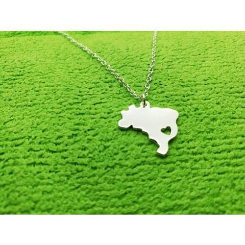 30PCS South America Country Map Brazil Necklace Brazilian Brasil Pride I Heart Love Sao Paulo City Necklaces for Souvenir Gifts
