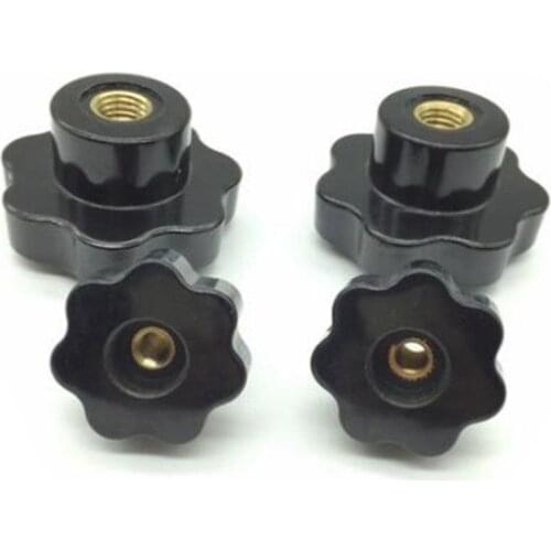 5pcs M10 Female Thread OD 38mm Star Shaped Head Clamping Nuts Knob With Hole
