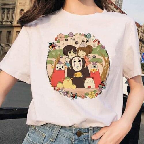 90s harajuku totoro Spirited Away Studio Ghibli femme t shirt Japanese women ulzzang tshirt Anime Miyazaki Hayao female t-shirt