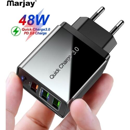 Marjay 48W Quick Charge 4.0 3.0 USB Charger Fast Charging EU US PD 3.0 Mobile Phone Charger For iphone Samsung Xiaomi Huawei