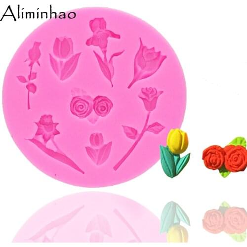 B0002 Rose mold DIY flower cake Silicone Mold Sugarcraft dessert Candy Chocolate Molds Fondant Cake Decorating Tools