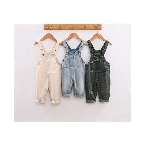 Childrens Jeans Overalls 2020 Spring Autumn New Toddler Boys Casual Denim Pants Kids Jumpsuits Baby Girl Overalls Trousers 0-4Y