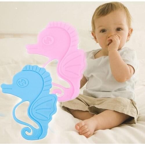 Cartoon Baby Teether Food Grade Soft Silicone Teething Toys Kids Sea Horse Shaped Chewing Toy Pendant Nursing Necklace Teethers