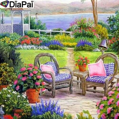 DiaPai 100% Full Square/Round Drill 5D DIY Diamond Painting "Flower chair" Diamond Embroidery Cross Stitch 3D Decor A20454