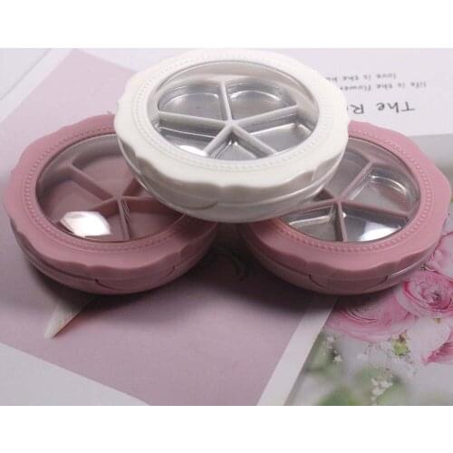 Double layer 5 slot eye shadow plate 5 color eye shadow compact case, eye shadow packing container with brush and pan