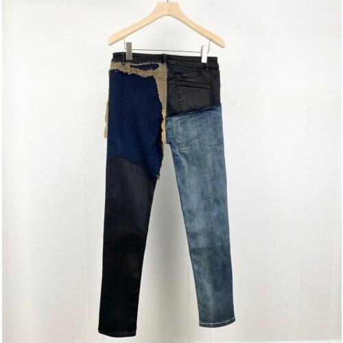 20ss Owen Seak Men Denim Jeans Cotton Gothic Destroy Mens Clothing Autumn Straight Men Solid Jeans Pants