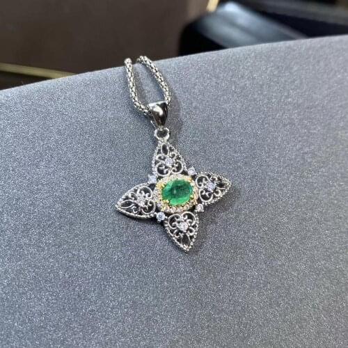 Elegant lovely stars universe natural green Emerald Pendant natural gemstone pendant S925 silver women girl party gift jewelry